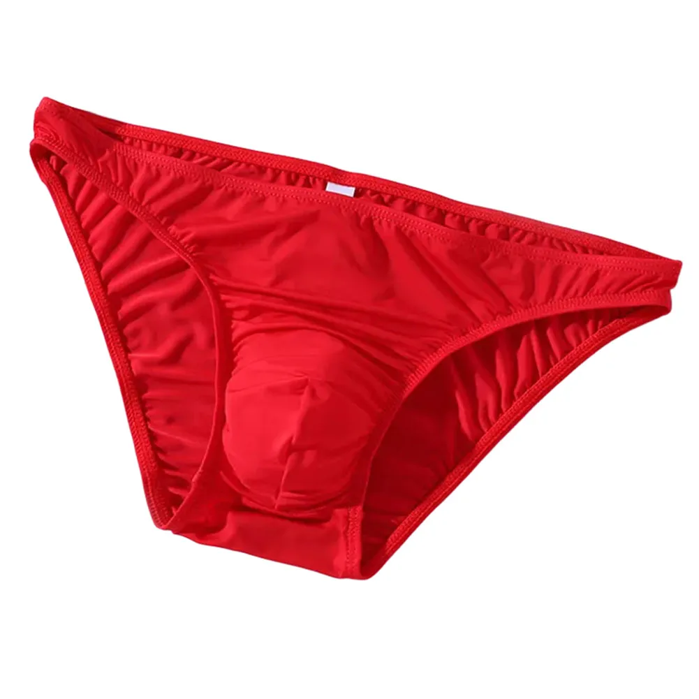 الرجال الحرير الجليد الصلبة منخفضة الارتفاع ملخصات Underpant تنفس رقيقة U محدب الحقيبة الرجال سراويل رجل الملابس الداخلية