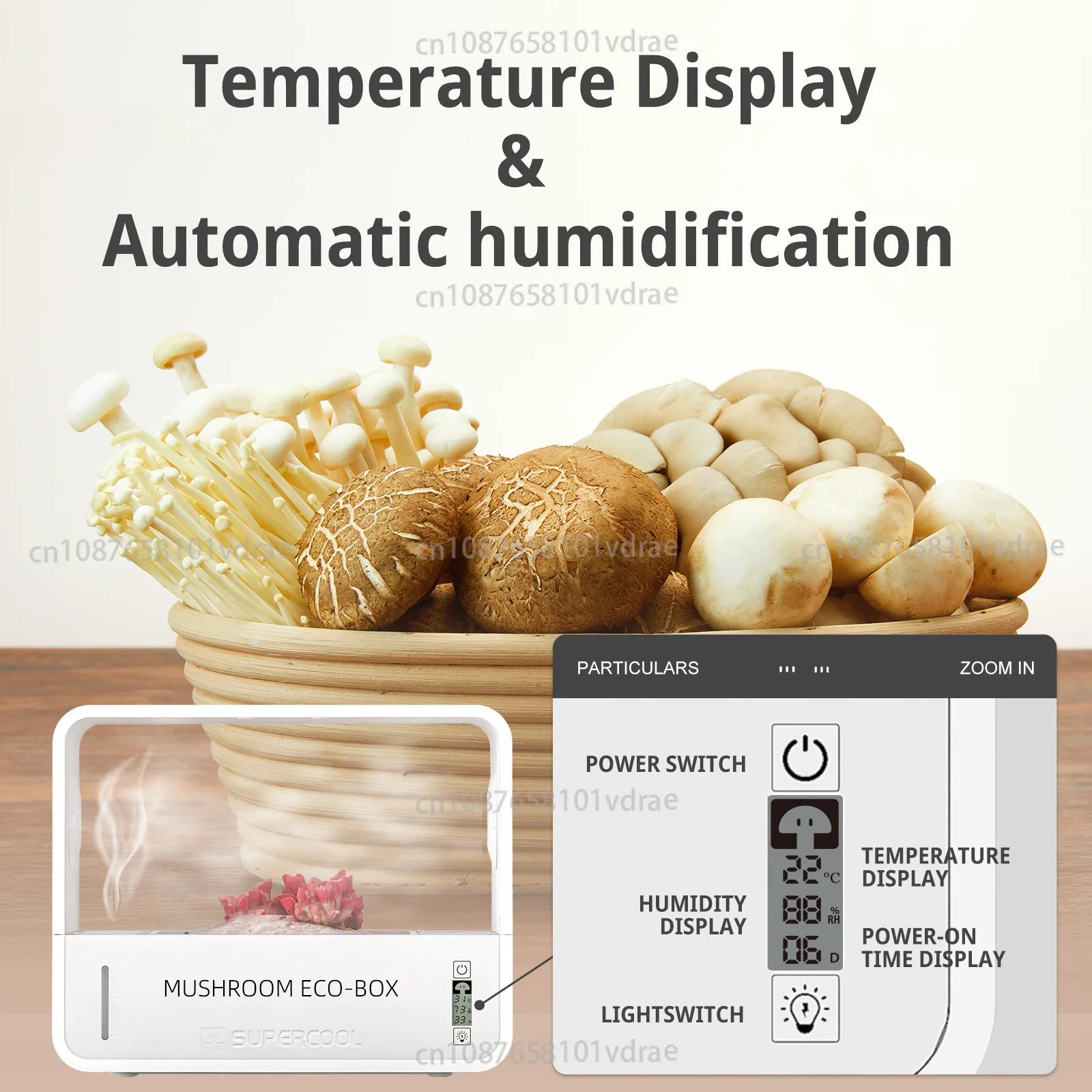 Mushroom Eco-Box English Edition Smart Mushroom Grower Shiitake Cultivation Machine Automatic Humidification Growing Cabinet