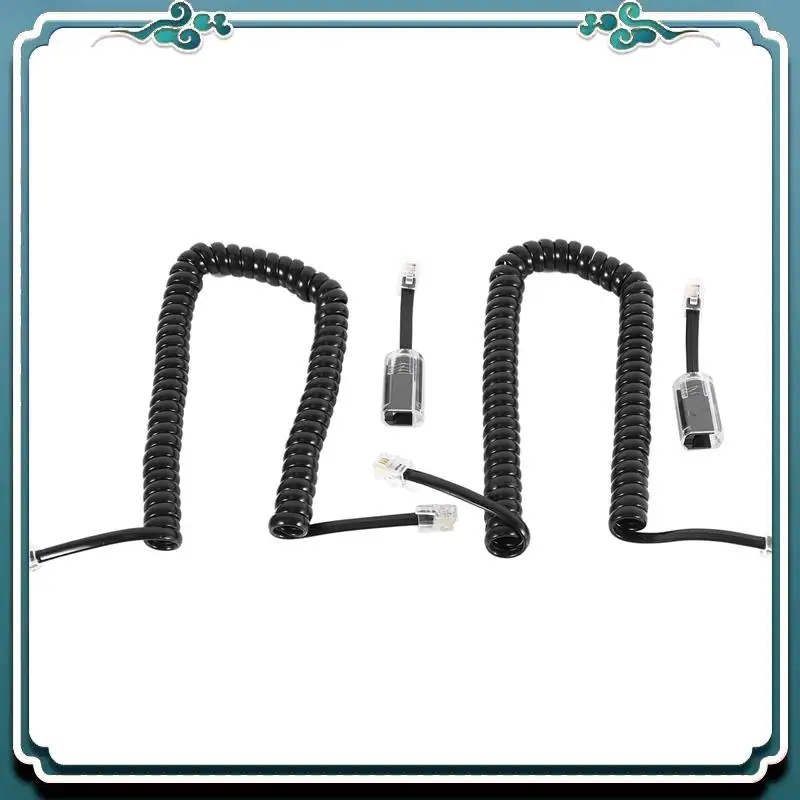 ABSK-6 Pack Black Coiled Telephone Handset Cord / 1.1 Ft Coiled 6 Pack Black Extended Rotatable Telephone Phone Cord