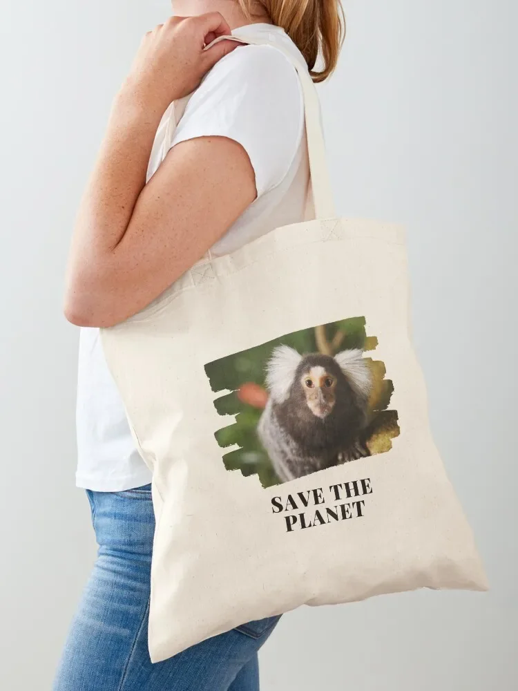 

Hello From the Wild Marmoset. Save the Planet! Tote Bag great bag eco bag folding Shopping bags Women's beach bags