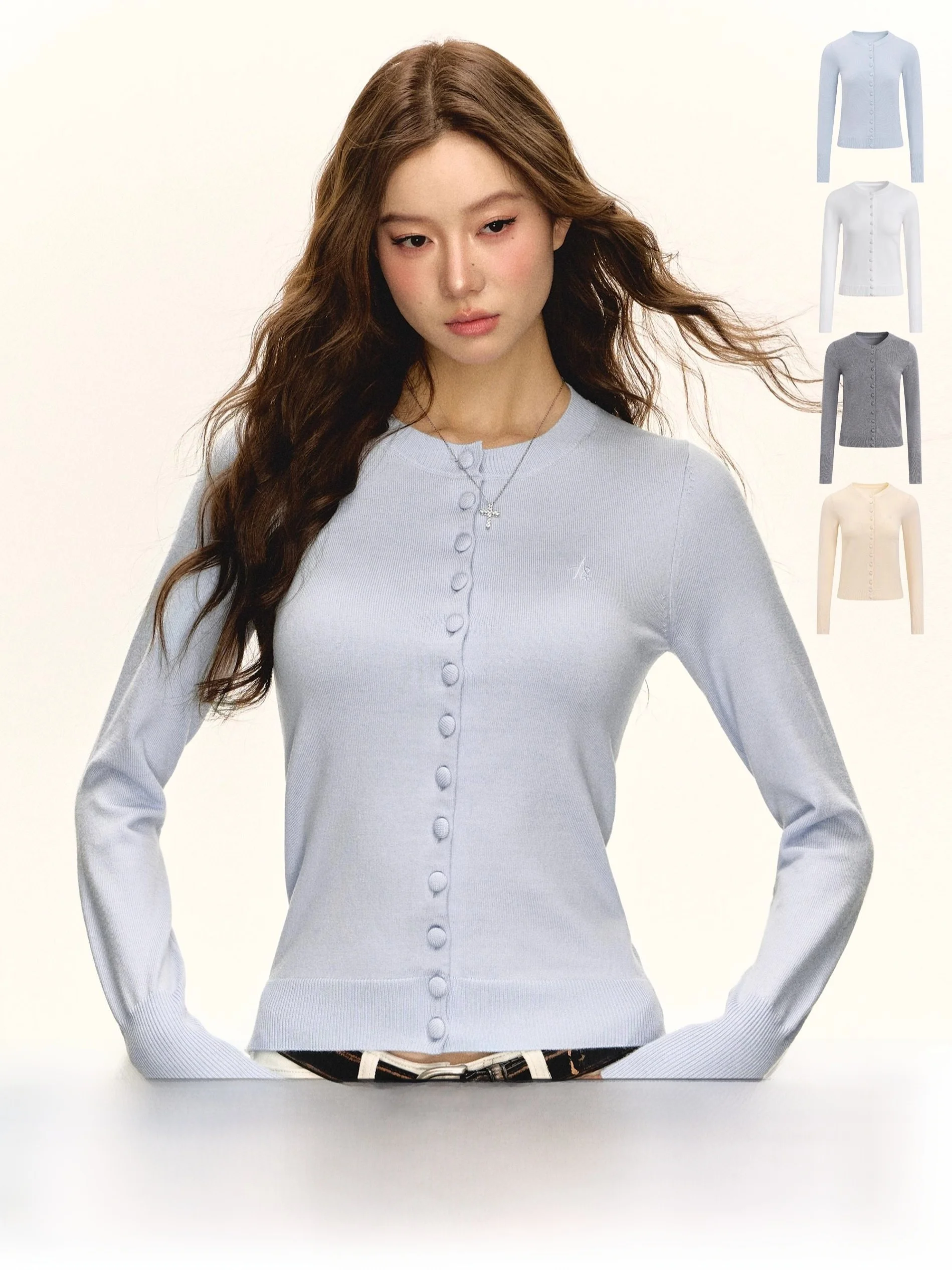 

Ariseism, американский ретро цветной ор, вязаный открытый кардиган, женский осенний новый облегающий базовый слой, топ