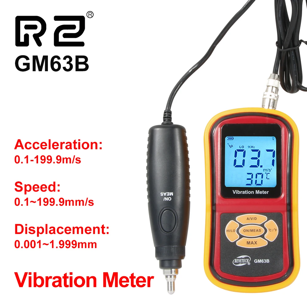 GM63B Vibration Meter Visually display measurement value and status