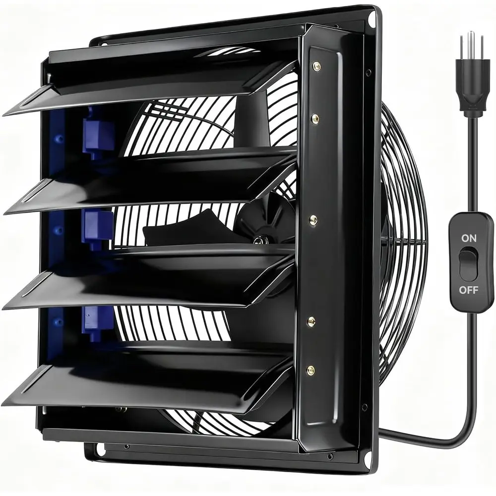 

12-дюймовый вытяжной вентилятор с автоматическими жалюзи, 764 см, 37 Вт, 110-120 В, настенный, для гаража, теплицы, A