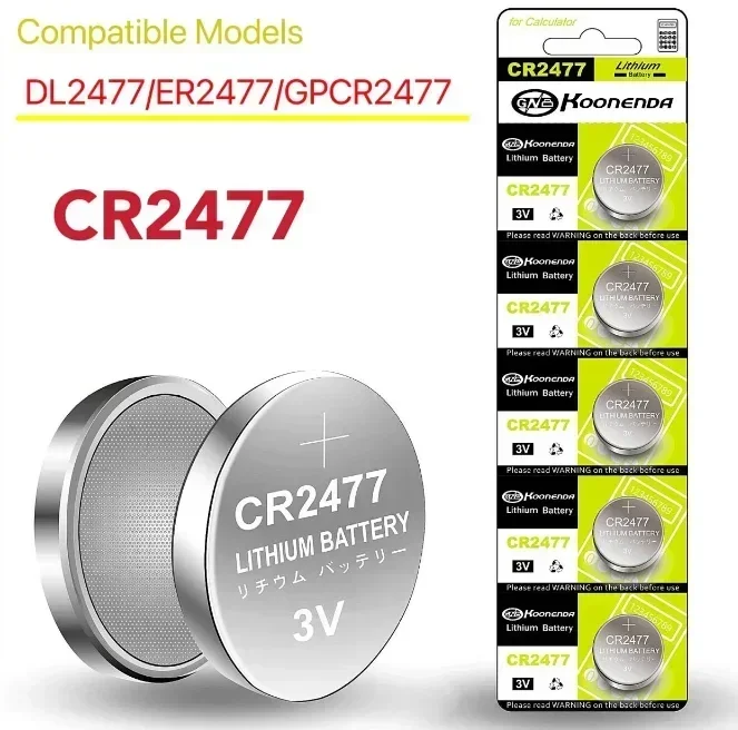 

CR2477 Button Battery, Compatible with Models DL2477/ER2477/GPCR2477, Suitable for Computers, Calipers, Laptops, Desktops, Etc.