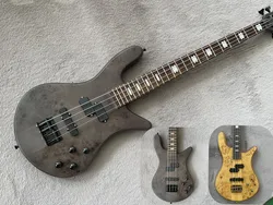 4 Strings Bass Guitar Ash Wood Body Burl Maple Top Fixed bridge Gold Tuner Active battery Spe bass