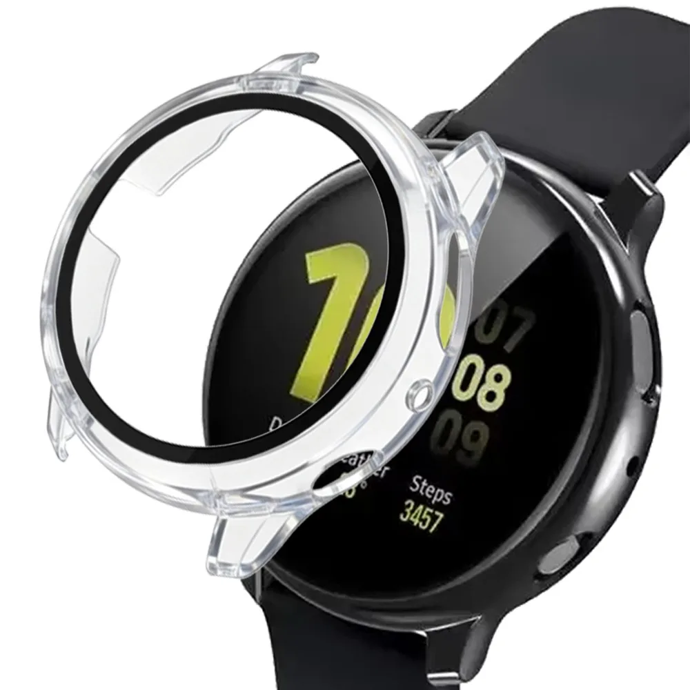 Ultra Thin Matte PC Cover With Built-in Glass For Samsung Galaxy Watch Active 2 40mm 44mm Scratch Light Bumper