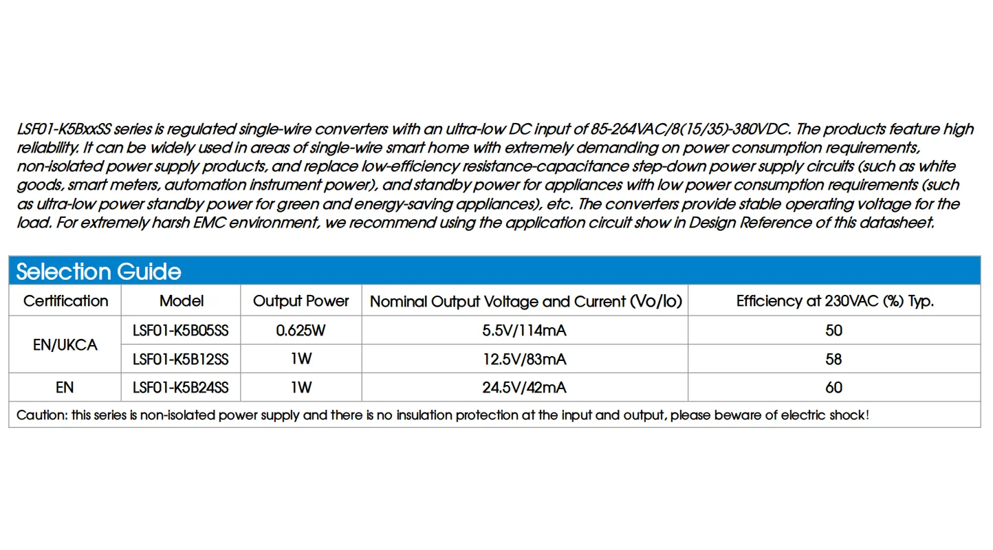 0.625W/1W Single Firewire Converter Power Module Ultra-wide input voltage 85-264VAC/8(15/35)-380VDC Single-wire converter