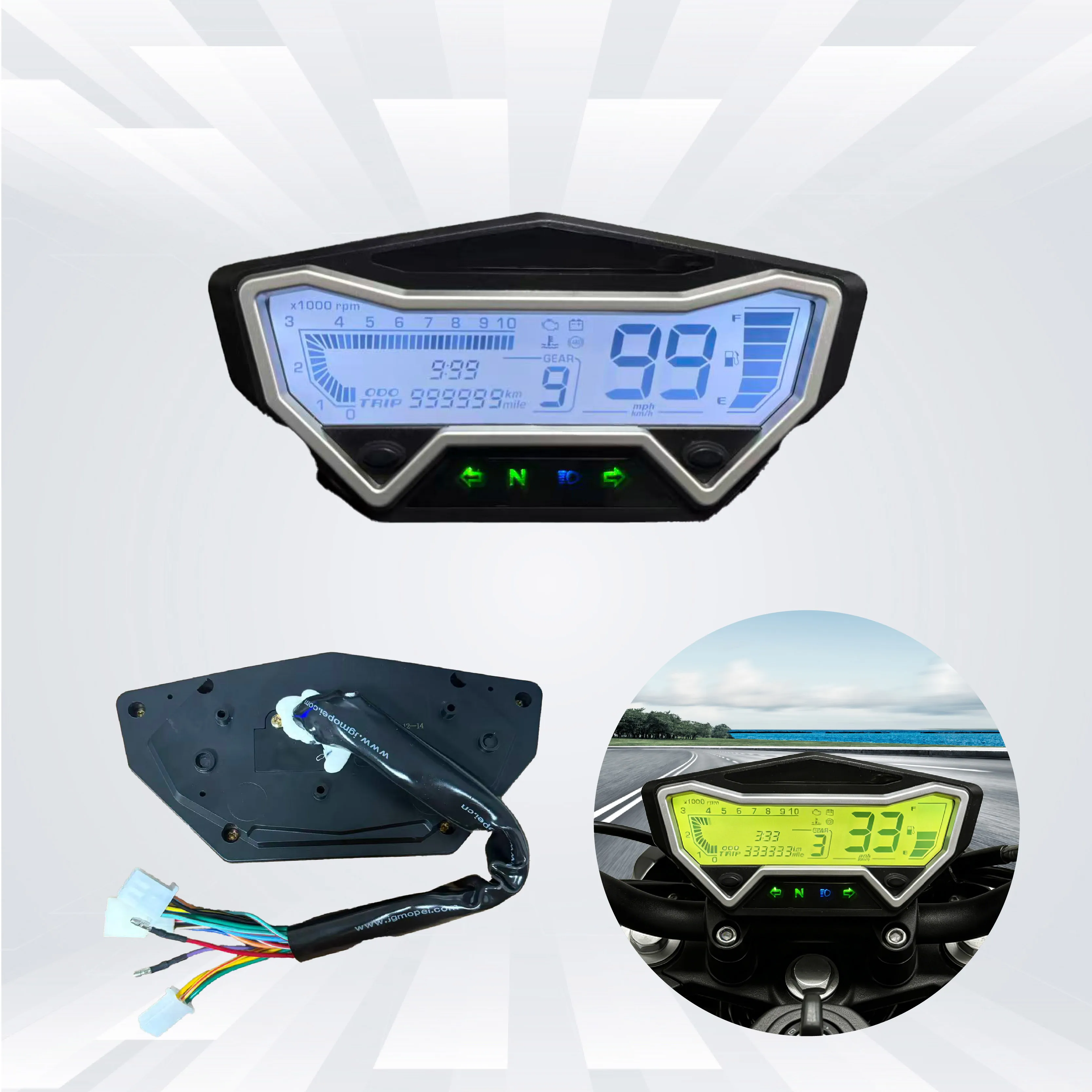 Velocímetro Digital LCD para Motocicleta con Pantalla Ajustable de 8 Colores, Tacómetro para Vento Storm Falkon 250 300 GTR 200