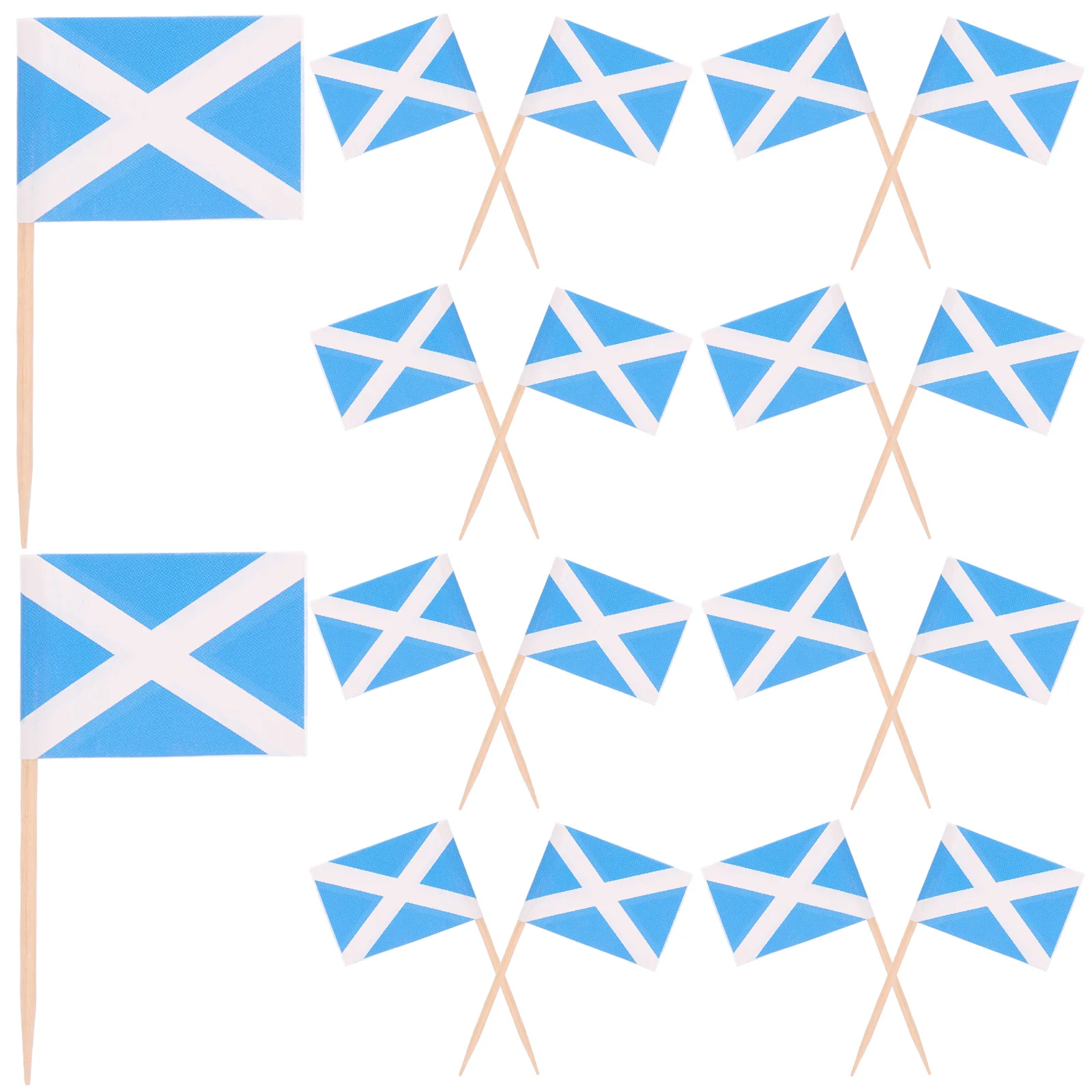 100Pcs Scotland Flag Wooden Toothpicks Cake Cupcake Picks National Flag Toothpick Food Party Decoration Supplies