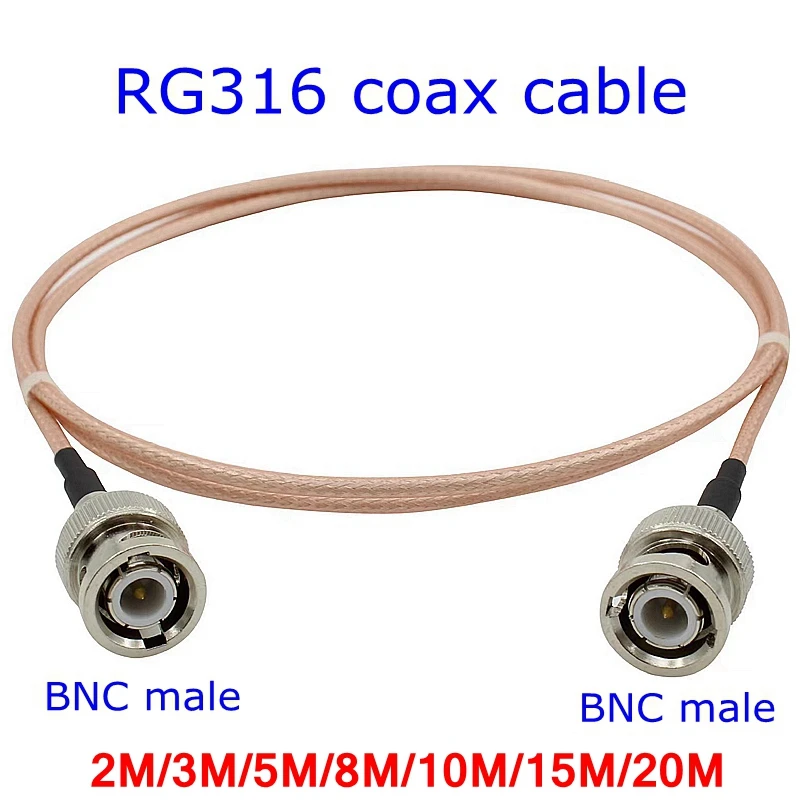 

RG316 Coax Cable Q9 BNC Male Plug To BNC Male Crimp for RG316 SDI Signal Camera RF Pigtail Soft 50 Ohm Coaxial Cable 2M~20M