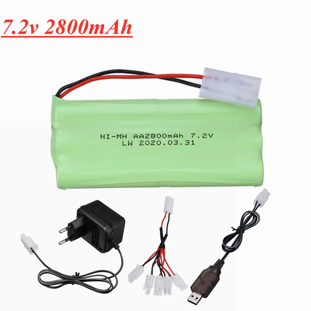 7.2v 2800mAh Ni-MH Battery With Charger set For Rc toys Cars Tanks Trains Robots Guns Boats NiMH AA 7.2v 700mah Battery Pack