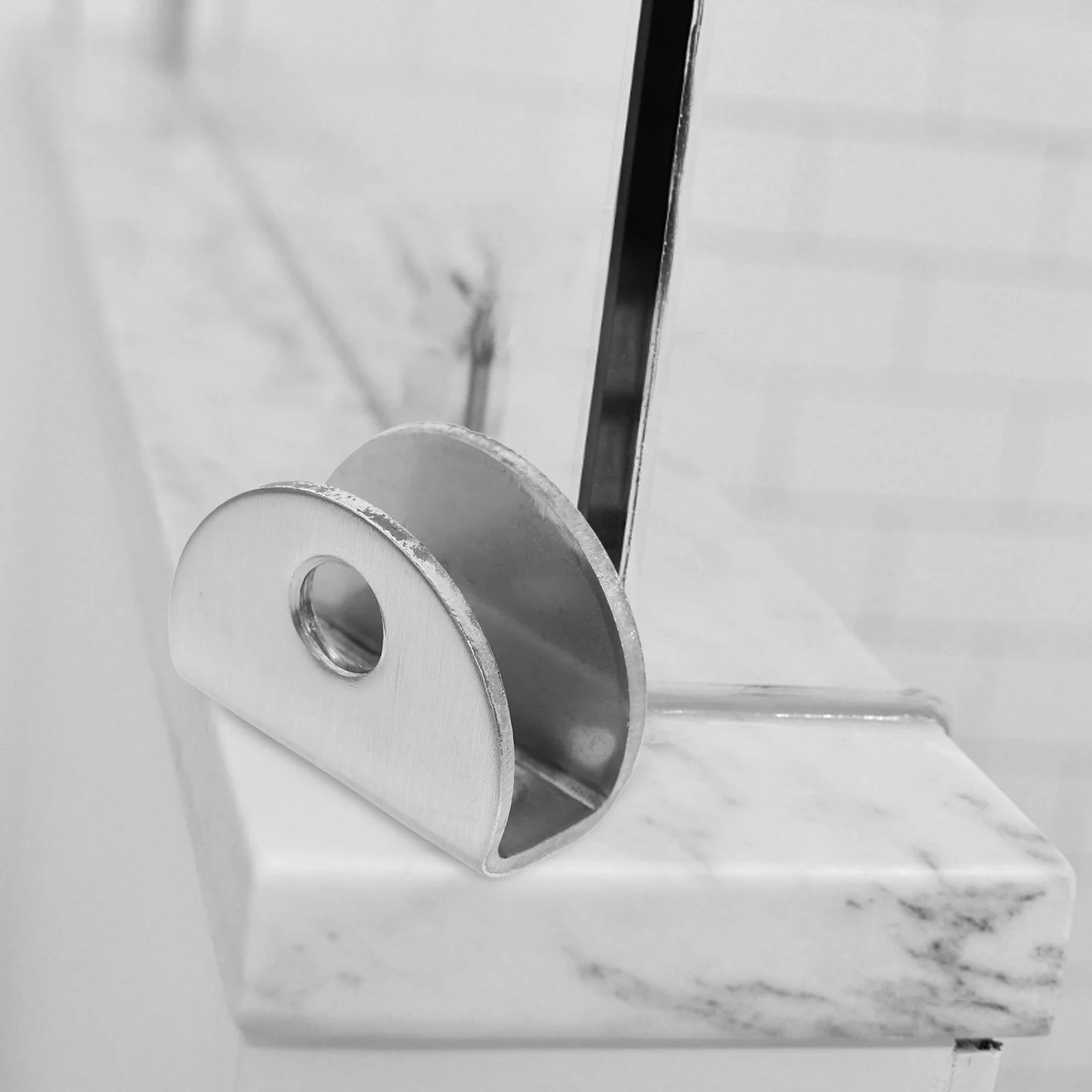 

8pcs Stainless Steel Glass Shelf Clamp Half Circular Support Clips For Bathroom Cabinet Shower Railing Bracket Pegs