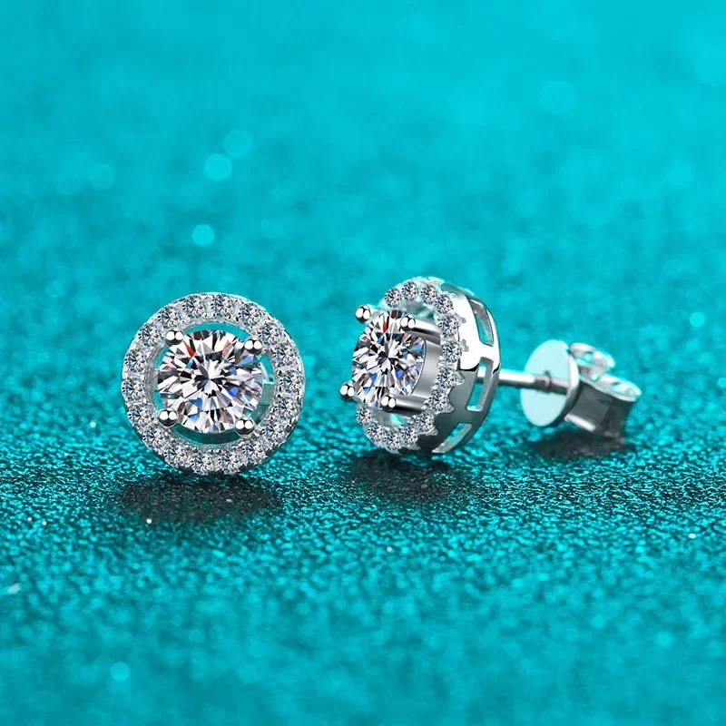 S925 Sterling Silver Moissanite Stud Earrings Are Versatile and Integrated Into Jewelry, A Great Choice for Luxury Gifts Party