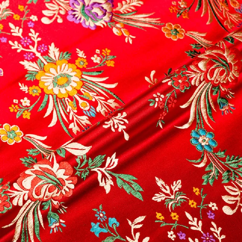 For Sewing Cheongsam and Kimono Material for DIY Pattern Fabric Flower Fabrics Brocade Jacquard Satin Fabric Other Fabric Warp