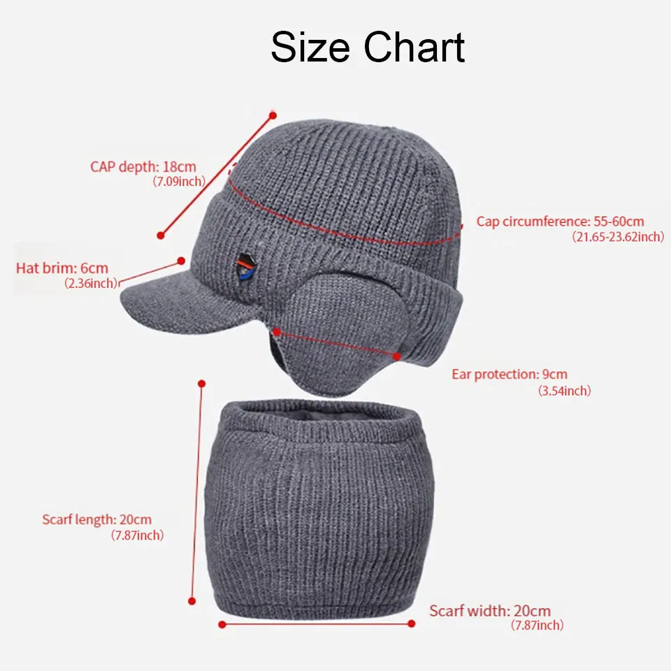 KoKossi 2 szt. Zestaw dzianinowy: czapka i szalik, ochrona uszu, jednokolorowe czapki typu beanie, wiatroodporne, uniwersalne szaliki, zestaw maski.