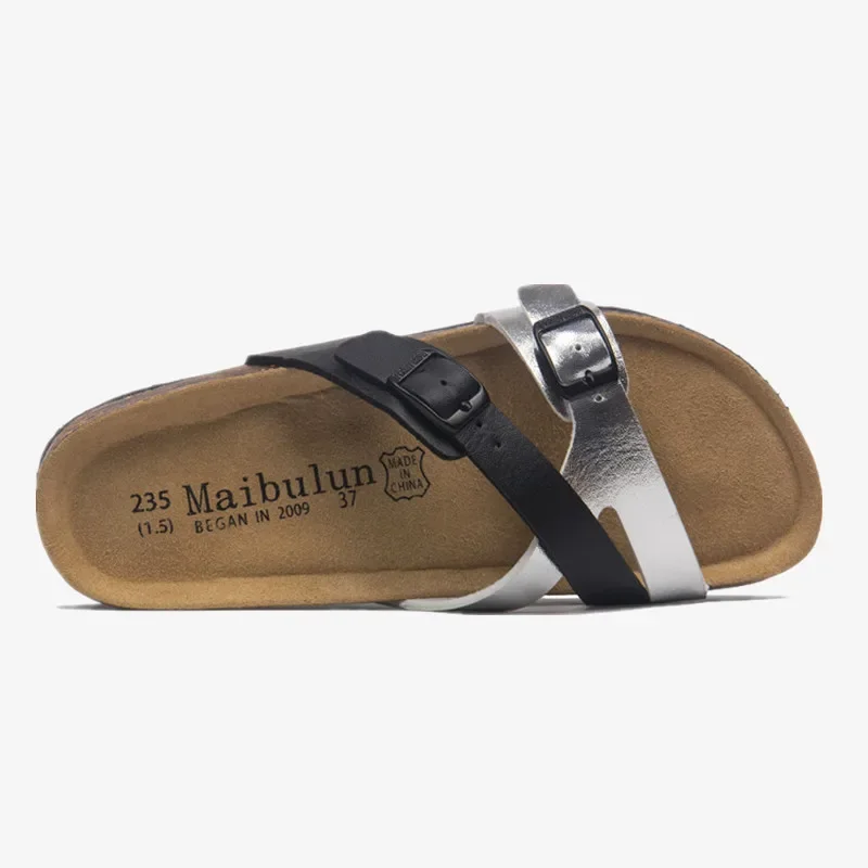 2024 New Summer Cork Slippers Women Casual Solid Color Flip Flops Holiday Beach Outside Slides Shoe outdoor sandals