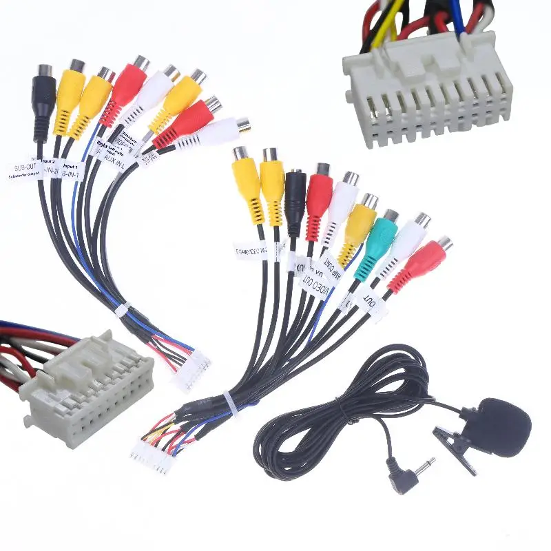 1/2Pcs 20 Pin Car Radio Mic Cable 3.5mm Stereo Output Subwoofer Wires Kit for Android Microphone Subwoofer Connection