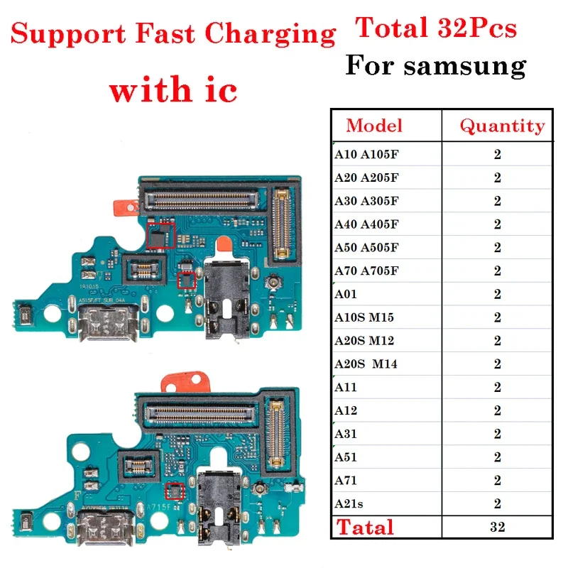 

USB Doct Connector Fast Charging Port Board Flex For Samsung A10 A20 A30 A40 A50 A70 A01 A10S A20S A11 A12 A31 A51 A71 A21S