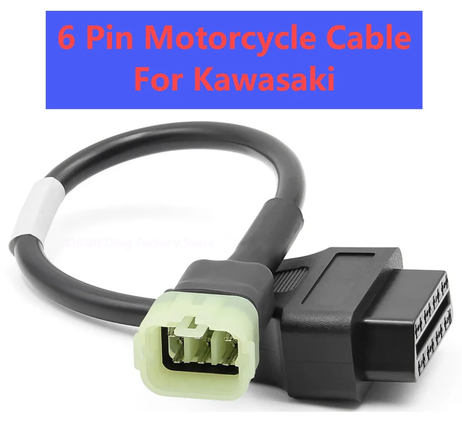 

For Kawasaki 6 Pin Motorcycle Cable Plug OBD Diagnostic 6Pin to OBD2 16 Pin Adapter Motorbikes ECU Convert Cord High Quality