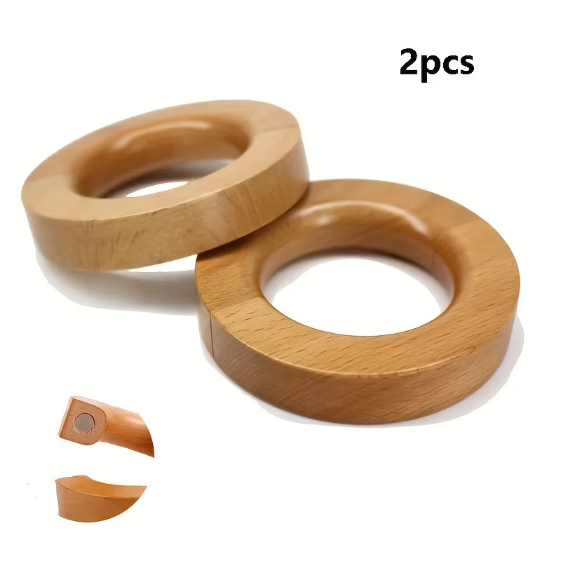 Hebillas de madera para cortina, fijador de corbata simple, sin perforación giratorio, adecuado para dormitorio, 2 piezas