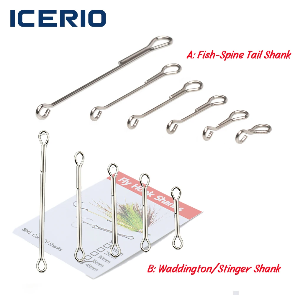 ICERIO 20 pièces de queues articulées en acier inoxydable pour montage de mouches streamer, tailles 10-55mm, pour la pêche en eau salée, type finesse changer