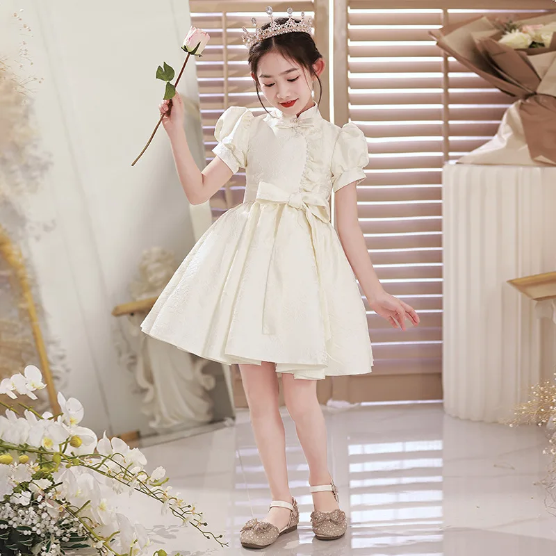 

Белое высококачественное детское платье принцессы в китайском стиле для девочек со скрипкой и фортепиано для девочек