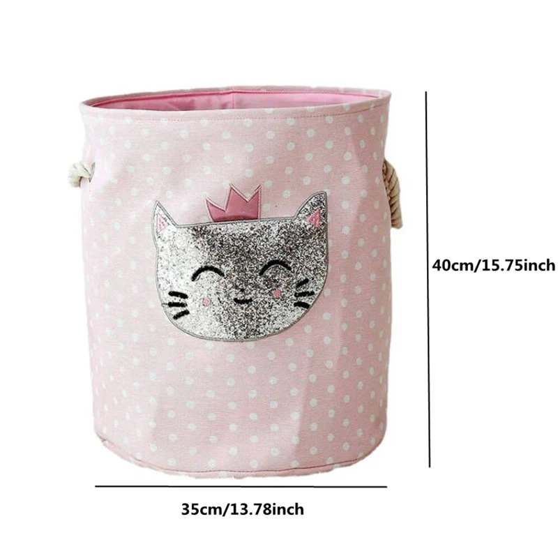 Cute Swan Sequined Cat Toy Storage Basket Big Size Dirty Clothes Laundry Basket Sundries Pink Storage Basket