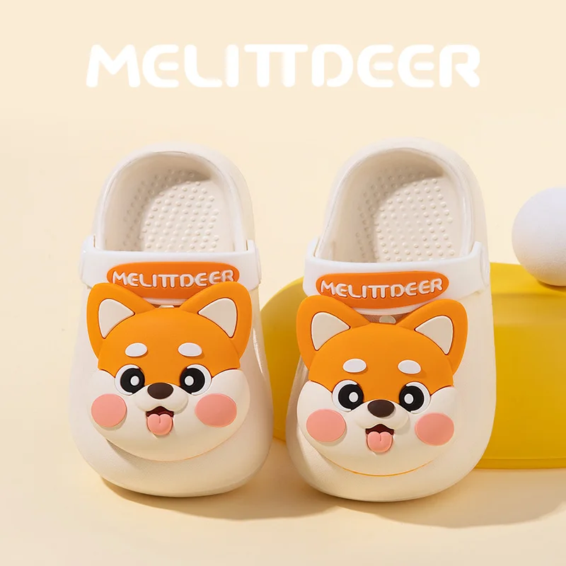 

Детские летние тапочки MELITTDEER — мягкие и удобные сандалии для мальчиков бежевого и желтого цвета, милый мультяшный дизайн на 2023 год, быстросохнущие