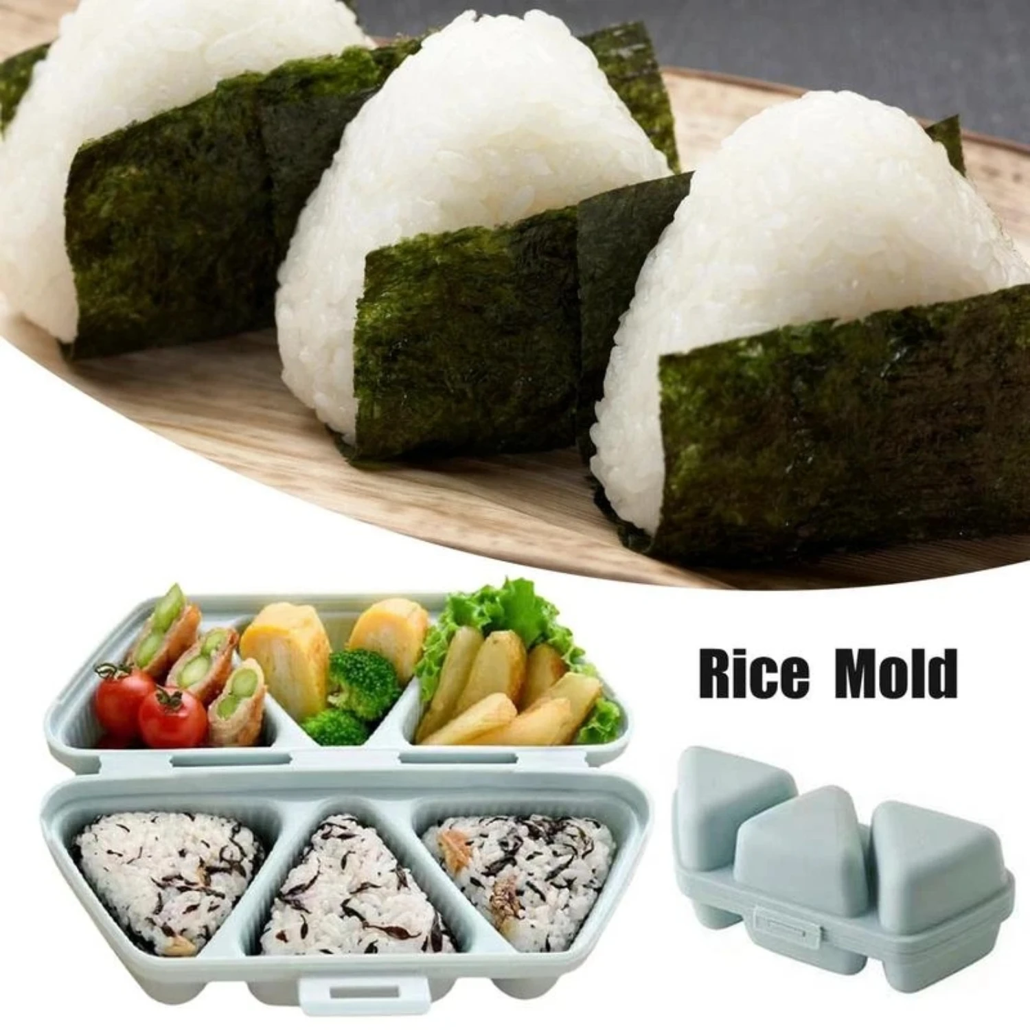 Triangle Sushi Mold and Rice Ball Maker Set - Reusable DIY Kitchen Accessories for Perfectly Shaped Creations