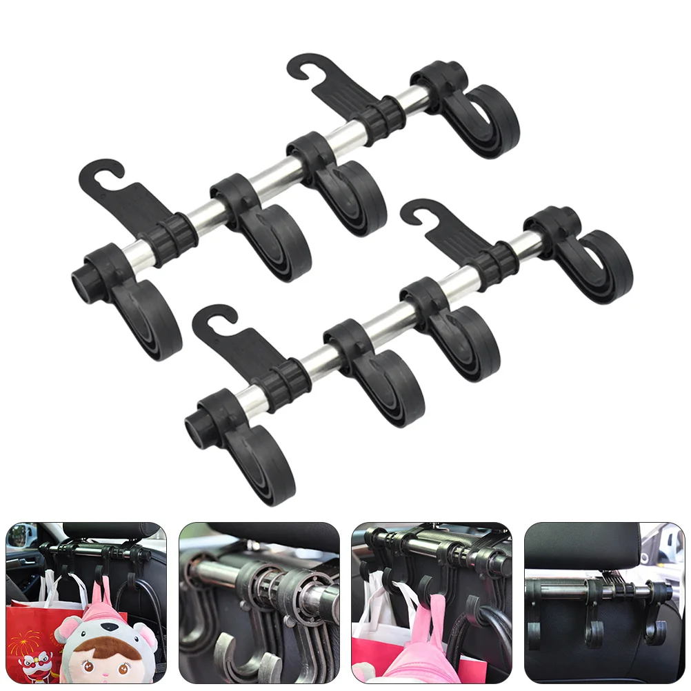 2 Pcs Back Hook Car The Tote Bag Hangers Organizer Stainless Steel Auto Headrest