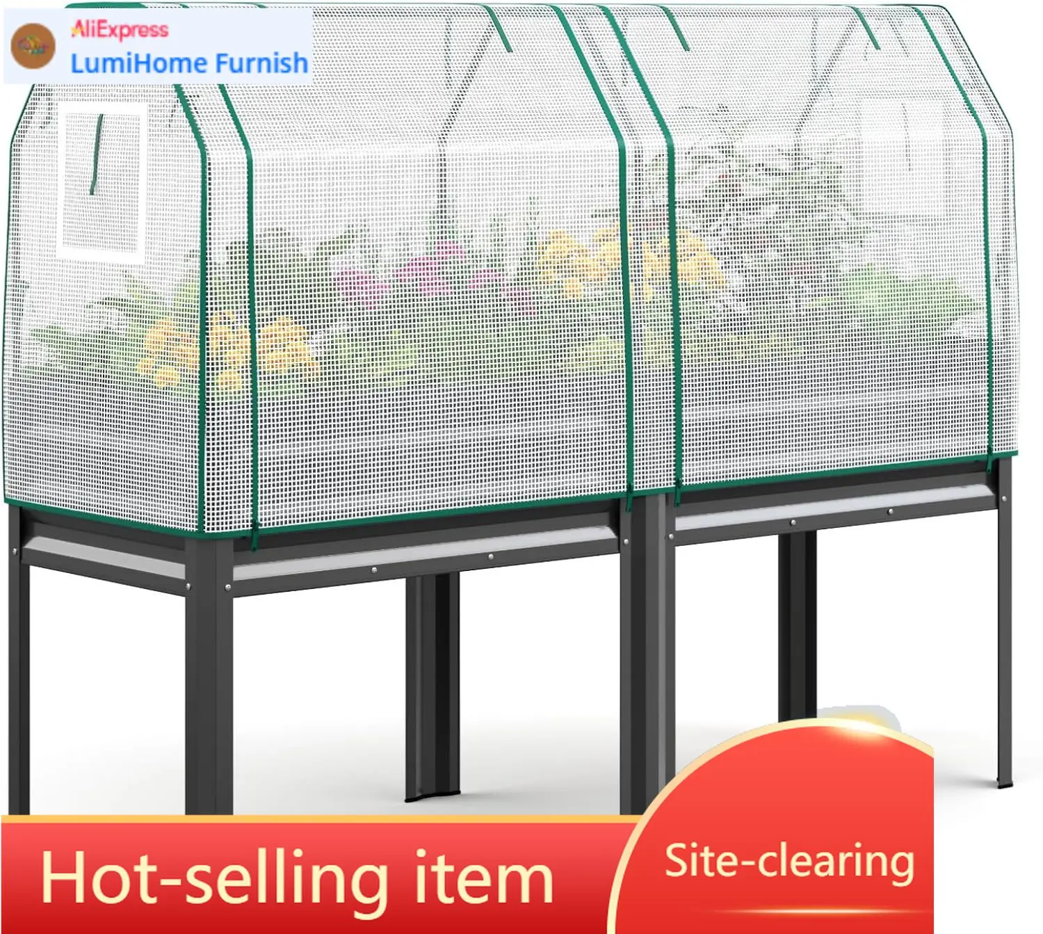 

Hot SaleKING BIRD Large Raised Garden Bed With Cover Galvanized Elevated Planter Box With Legs 72×23×55 In For Backyard, Patio,