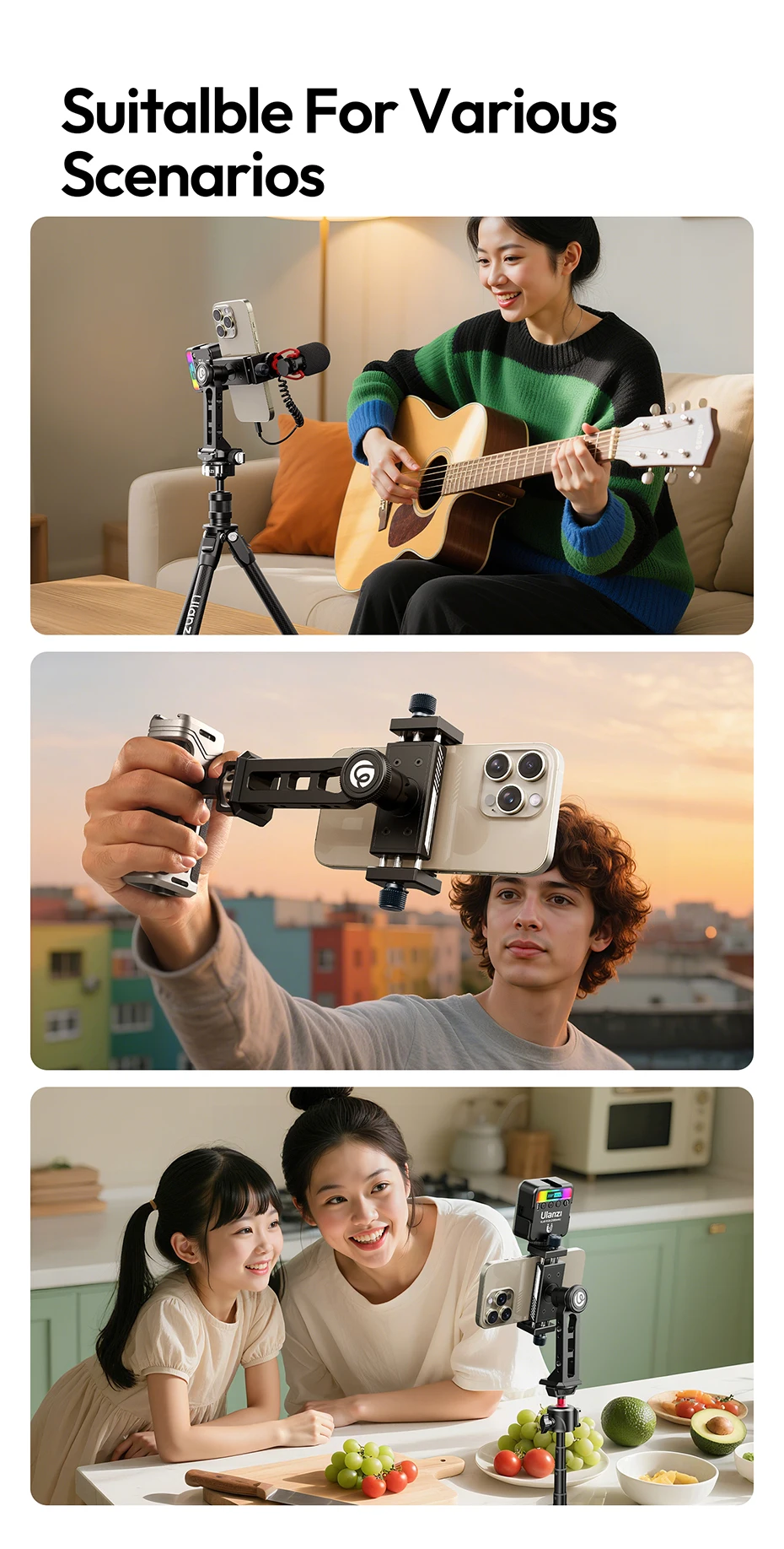Ulanzi MA53 Arca Swiss Telefonhalterung mit Kugelkopf 360° ° Rotations-Handyhalter aus Metall für Fotografie, Livestreaming, Vlog-Aufzeichnung – Detail 11