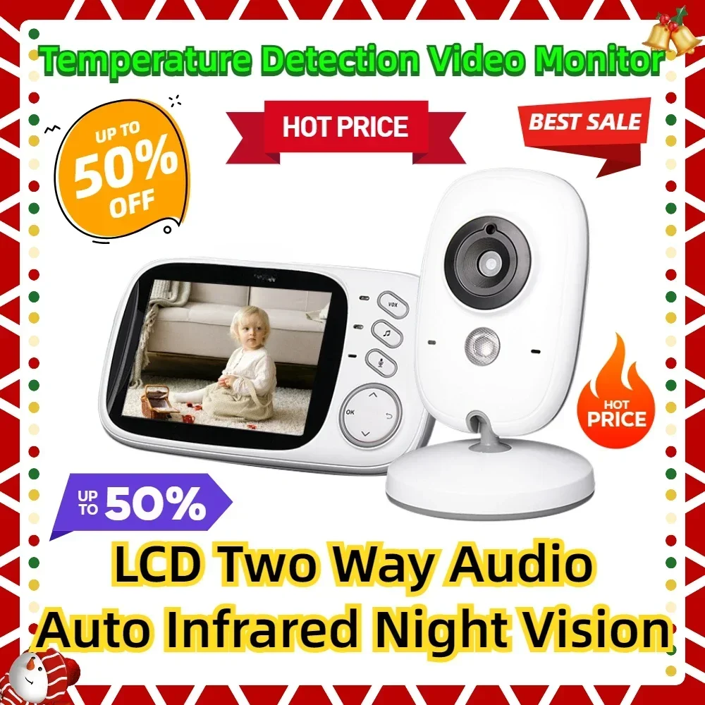 LCD Two Way Audio Auto Infrared Night Vision Type-C Temperature Detection Video Monitor With 3.2 Inches