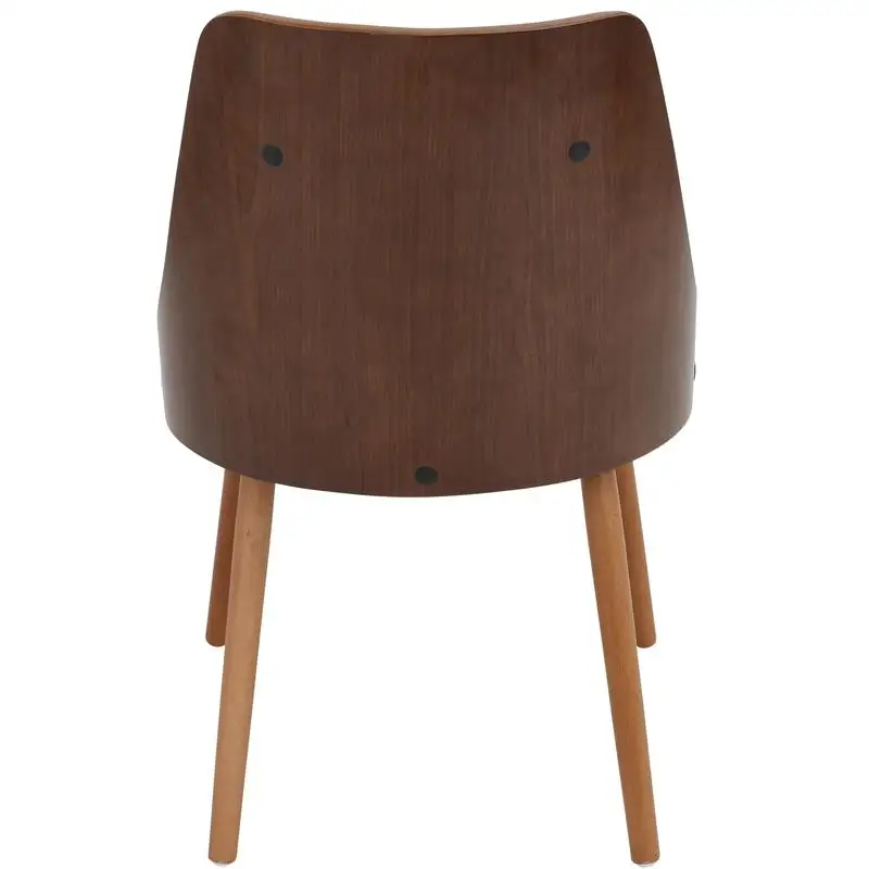 كرسي طعام حديث من منتصف القرن مصنوع من الجوز مع تنجيد من الجلد الصناعي الأبيض #5