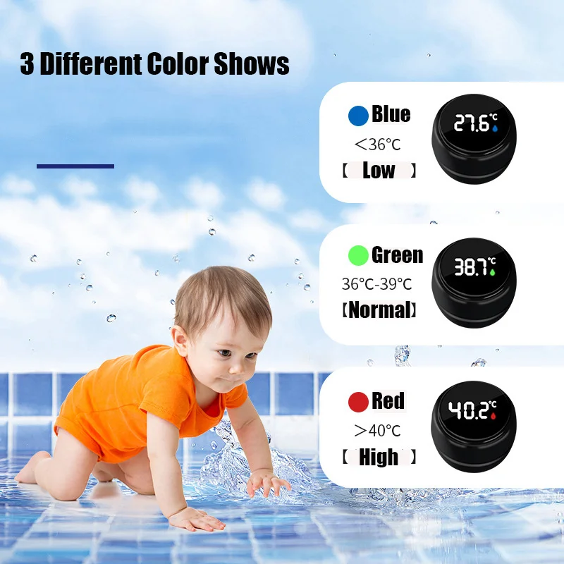 Termómetro de baño para bebé con pantalla LED HD, resultados instantáneos, lector Digital de temperatura del agua recargable, medidor de temperatura del agua redondo