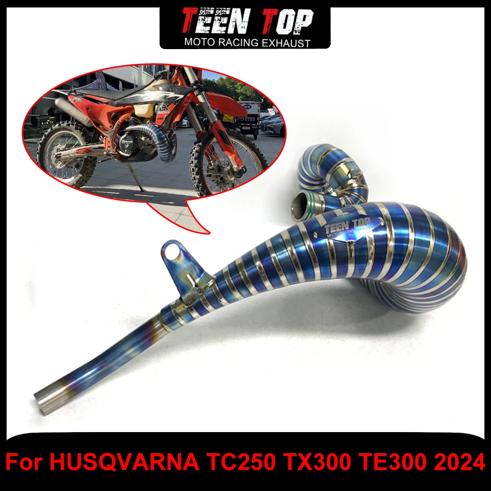 

High Performance Titanium Alloy Blue Offroad Bike Exhaust Elbow For HUSQVARNA TE300 TC250 TX300 2024 Exhaust Header Connect Tube