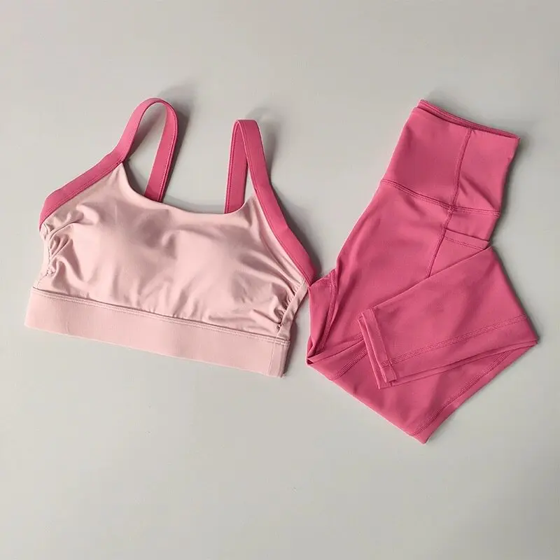 Summer 2026 Women's Yoga Set Breathable Fitness Pilates Two-Piece Set Beautiful Back Sports Bra for Active Women