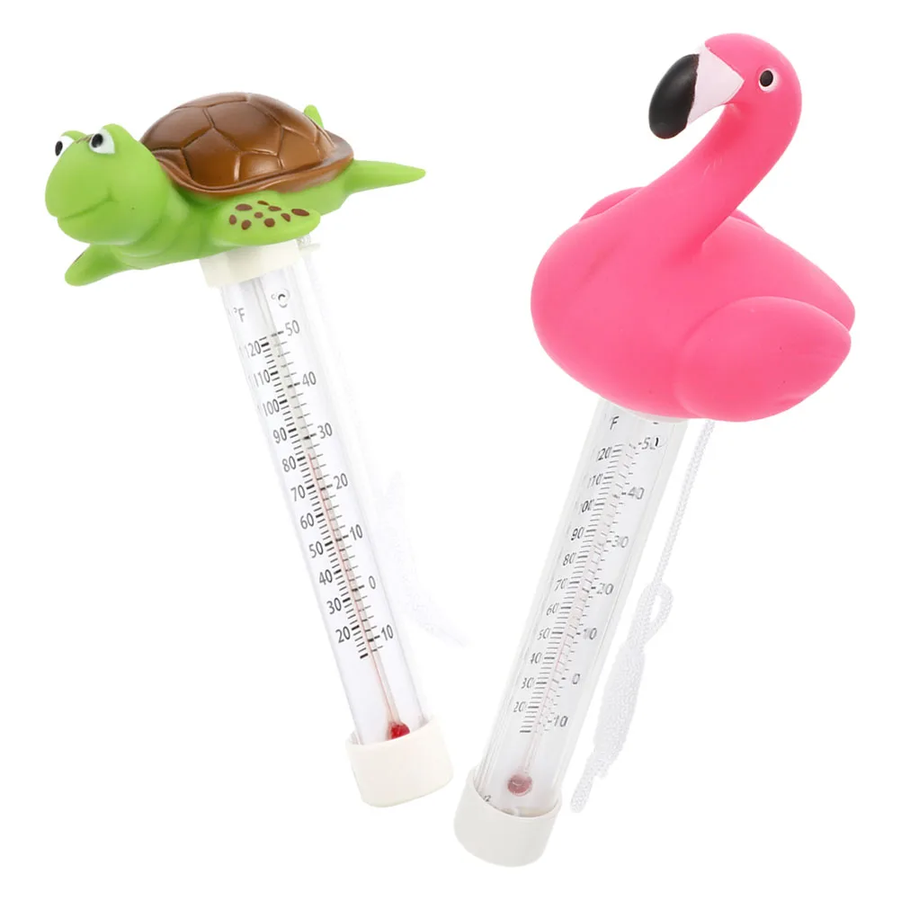 

2pcs Flamingo Water Thermometer Turtle Floating Set for Swimming Pools Spas Bath Toys Measuring Temp Easily Kids