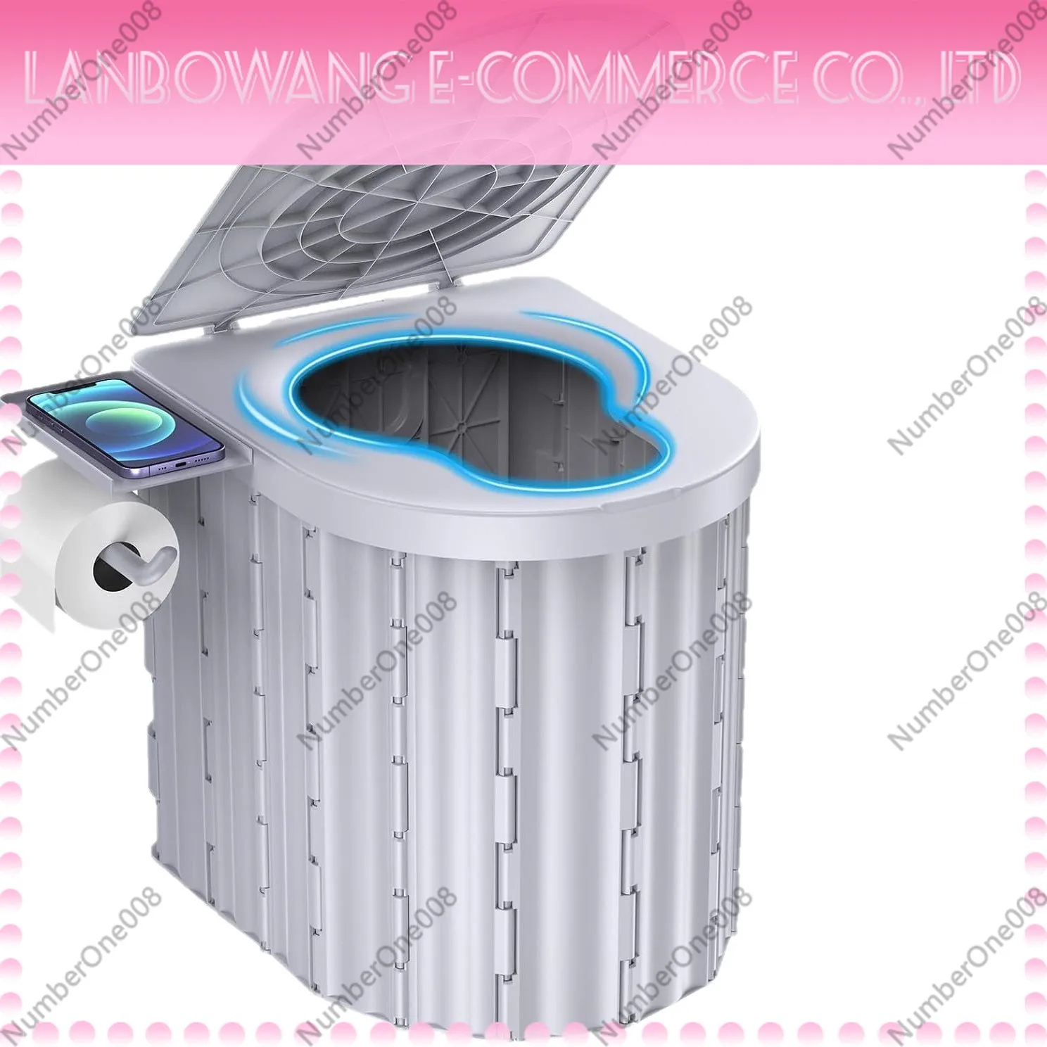 Outdoor Folding Portable Toilet, Multifunctional Emergency Deodorant Toilet for Adult Camping, Mobile Travel Lavatory