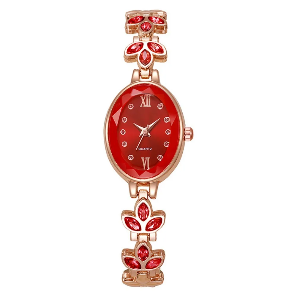 3-Leaf Clover Water-Resistant Quartz Ladies Watch Rhinestone Bracelet-Style Bracelet Watch Alloy Luxury Wristwatch Women