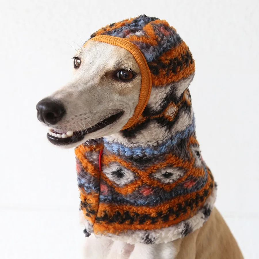 Modieuze handgemaakte Italiaanse windhond pluche anti-vriesmuts voor de winter, hondenhoofddecoratie, warme muts voor whippets, geluidsdichte hondenmuts.