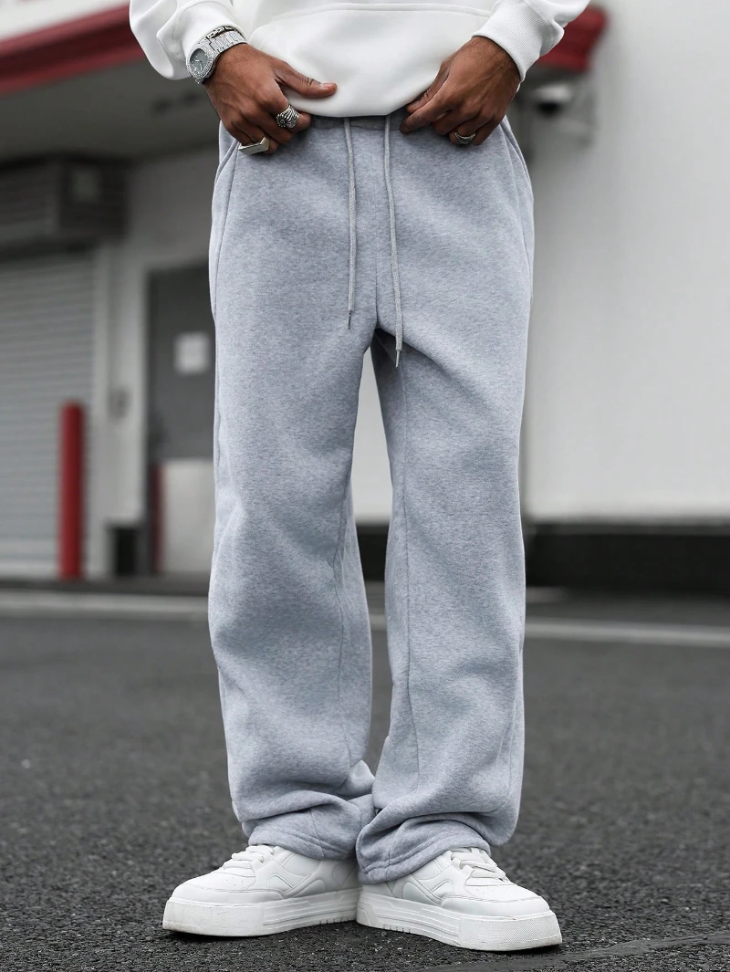 Мужские повседневные однотонные спортивные штаны, универсальные флисовые спортивные штаны на осень/зиму, мужские спортивные штаны большого размера