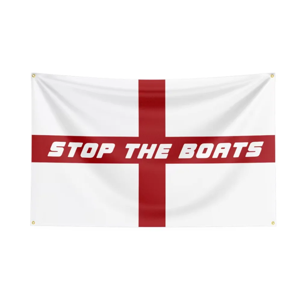 Stop The Boats Red Cross UK Britain England Flag 2x3ft 3x5ft Polyester Printing Protest Banner Garden Home Decor