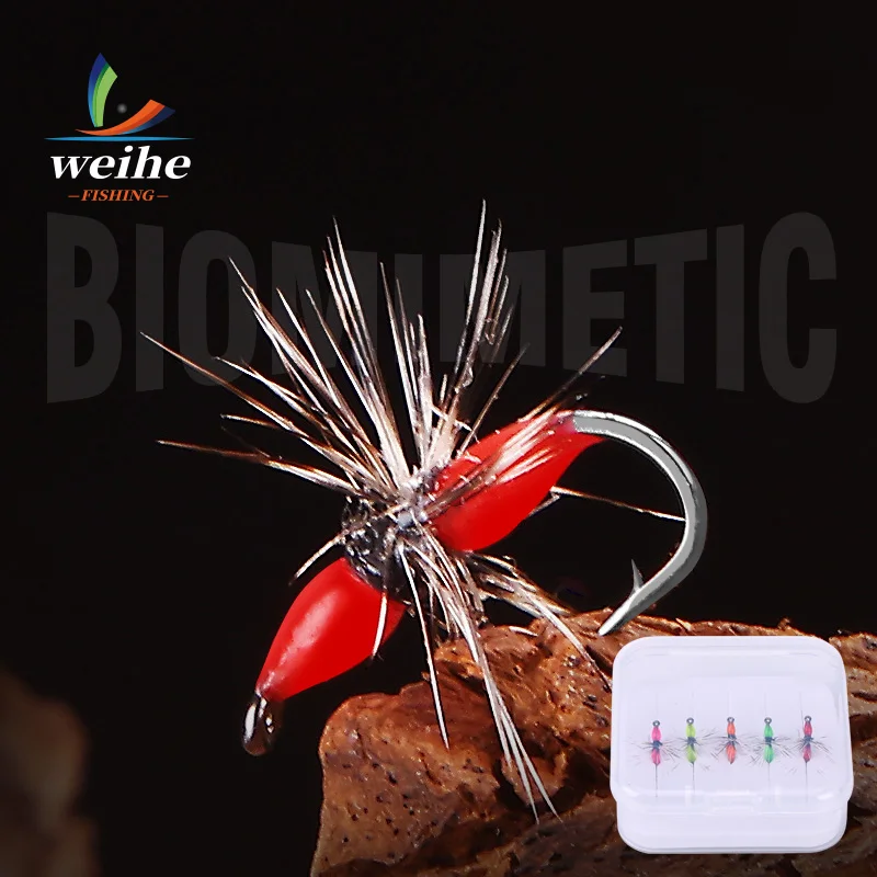 WEIHE 5-teiliges Fliegenfischer-Hakenset Mikro-Köder für Bachfischen