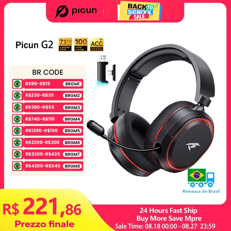 NO BRASIL -  Headset SEM FIO Picun g2 2.4ghz  /  bluetooth  🆘🇧🇷
