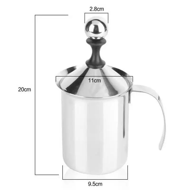 400ml/800ml RVS Dubbele Mesh Handmatige Melkopschuimer Koffieopschuimer Creamer Schuim Pull Flower Mugs