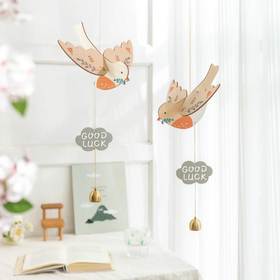 Hummingbird Lucky Wind Chimes Wooden Bird Bell Wind Chimes f