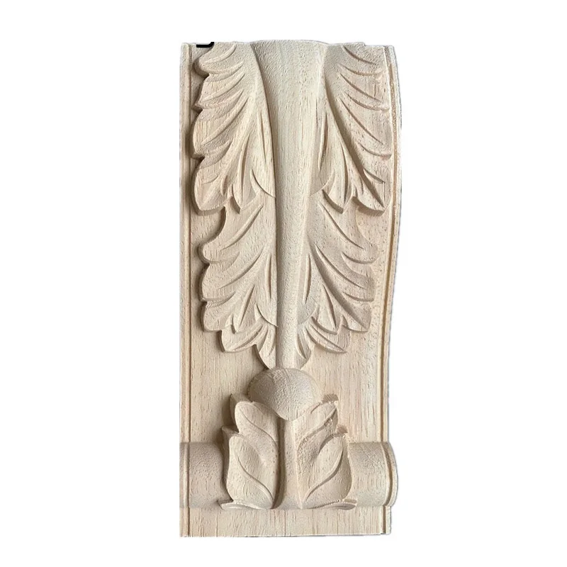 23cm Wood Carved Applique Unpainted Rose Flower Home Decor European Style Fireplace Door God Stage Stigma Pillar Decoration