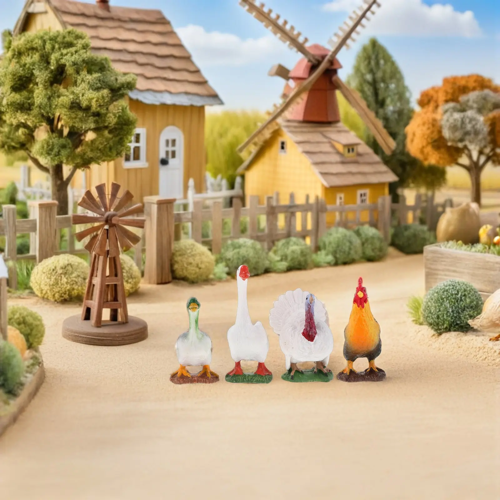 8Pcs Realistic Farm Animal Figures Mini Chicken Duck Goose Statues Plastic Educational Decor for Classroom Home Garden Learning