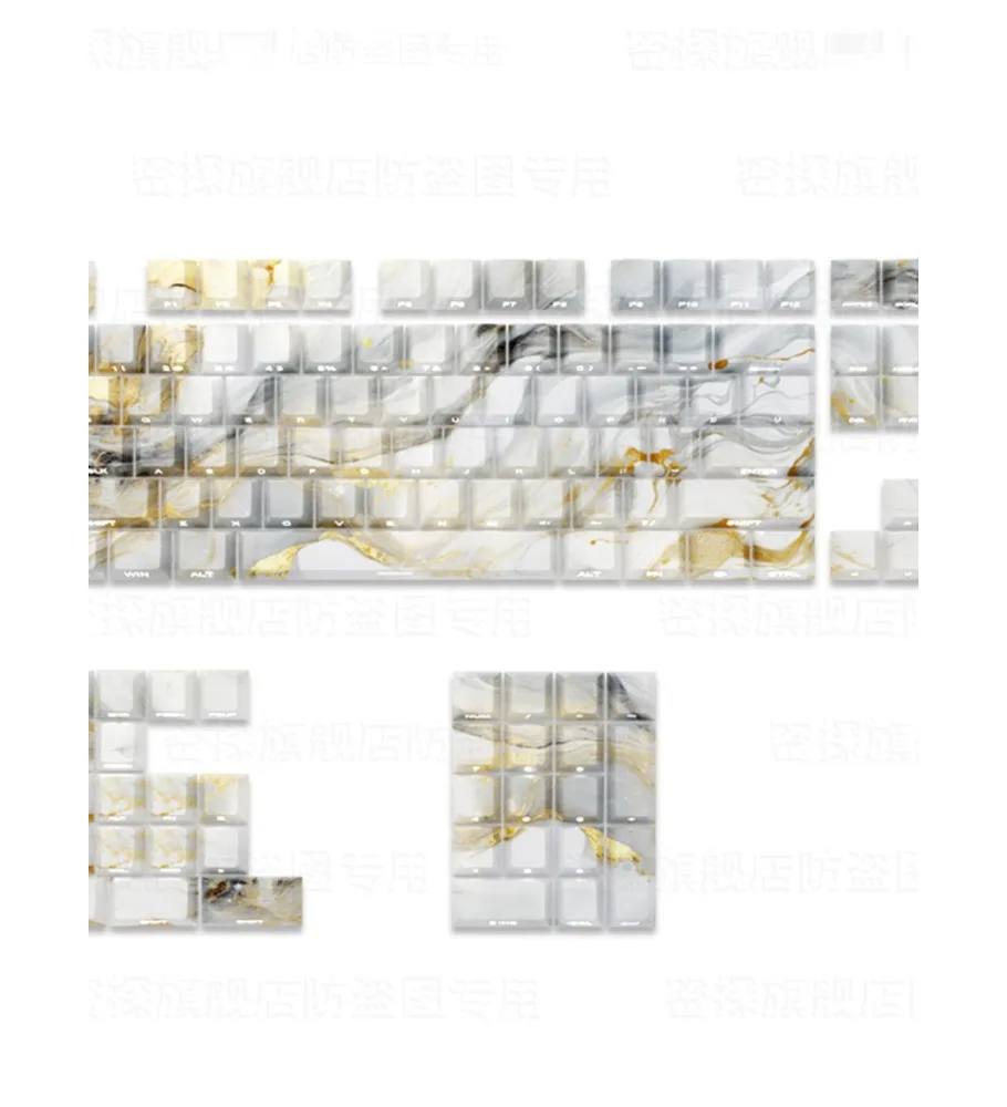 Small full set of keycaps keyboard 84/98/100 marble side engraved original light transmission full five-sided heat sublimation